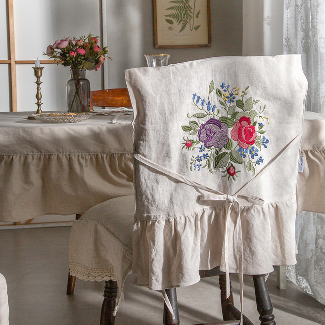 데코뷰 마르세유 자수 프릴 식탁등받이커버 2p