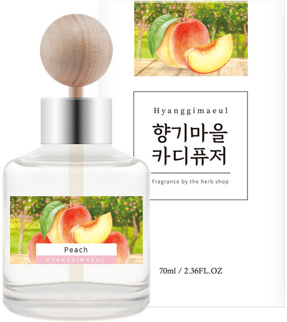 향기마을 차량용 디퓨저 70ml, 복숭아, 1개