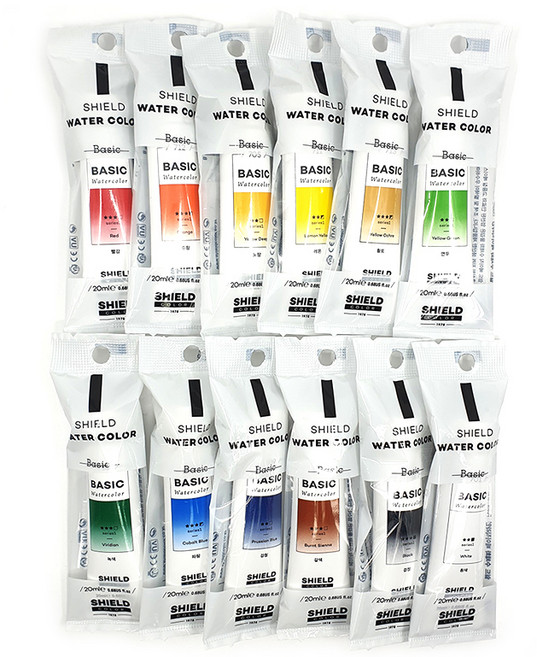 쉴드 베이직 수채화물감, 20ml, 12색