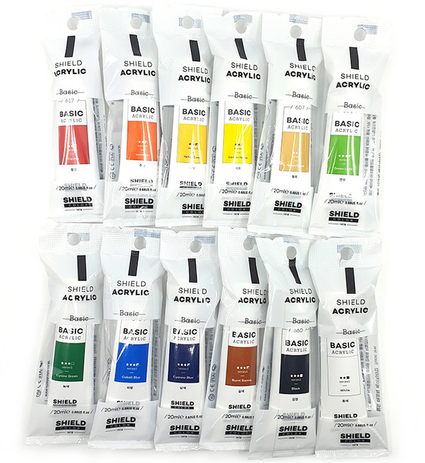쉴드 베이직 아크릴물감, 20ml, 12색