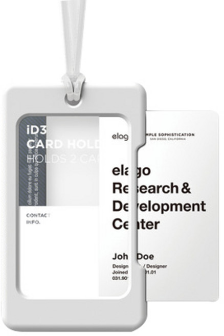 엘라고 ID3 사원증 카드홀더, 화이트 + 반투명화이트, 1개
