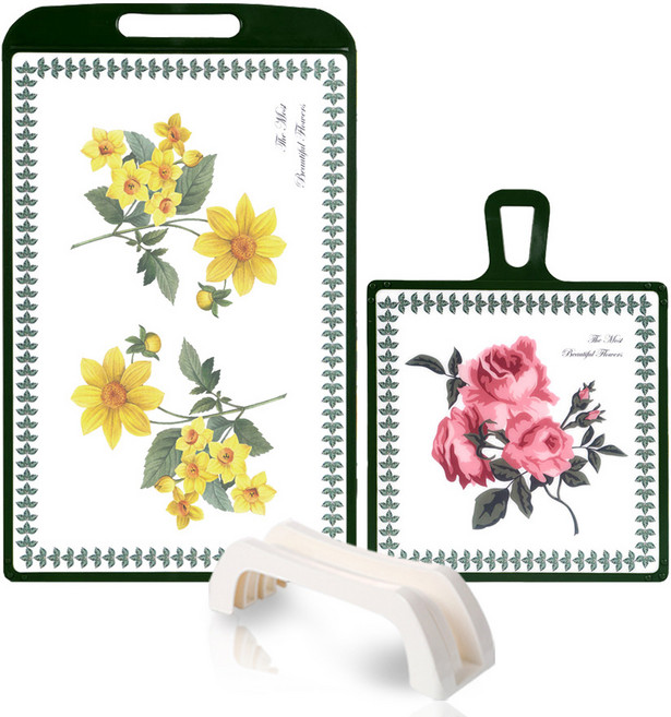 하나리빙 뷰티풀메리 양면 도마 세트, 1세트, 도마 대형+소형+거치대