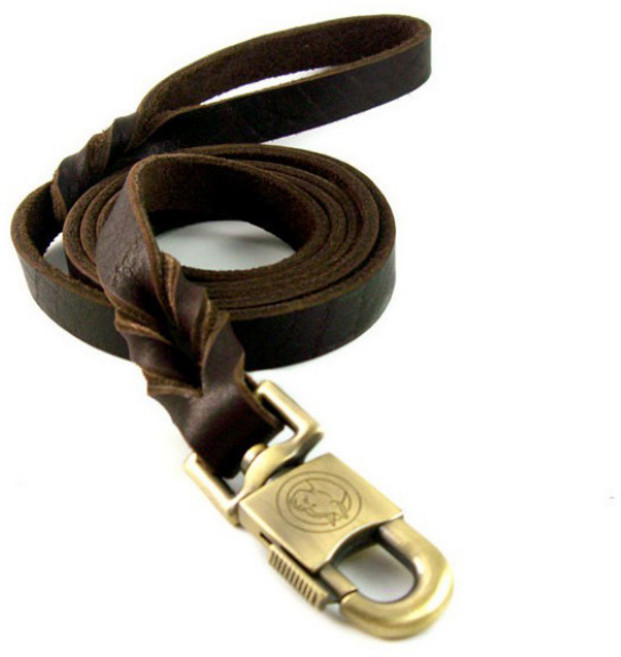 대형견용 소가죽 트위스트형 버클리드줄, 혼합색상, 1개