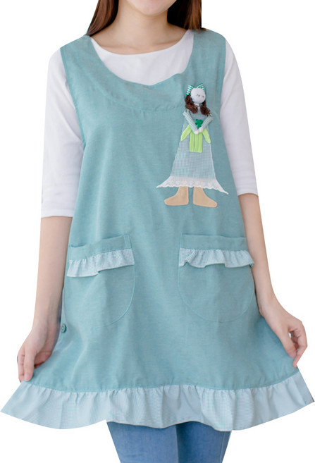 데코에버 레이스소녀 원피스 앞치마 M, 그린, 1개