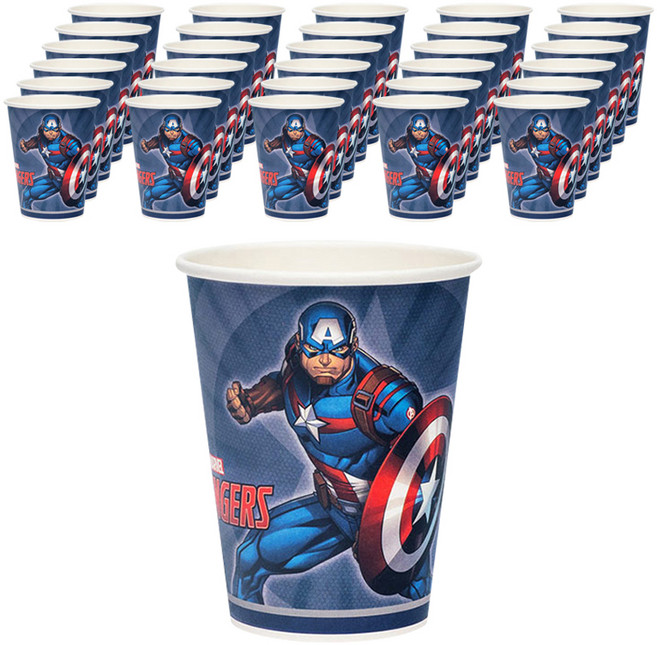 마블 어벤져스 캡틴아메리카 오리지널 종이 파티컵 290ml, 50개입, 1세트