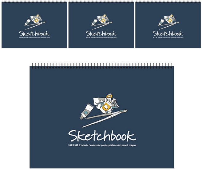 비팬시 초등 고학년 2000 스케치북 IL 네이비, 34.5 x 24.5 cm, 21매, 4개