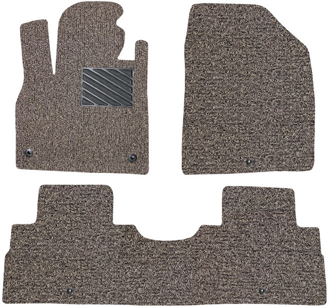 포시즌카매트 차량용 코일매트 확장일체형 1+2열 3p, 현대 펠리세이드 7인승, 브라운