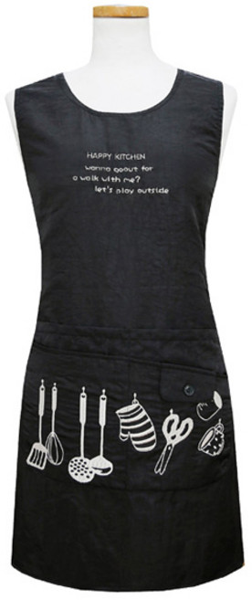 한스빌 요리 앞치마, 블랙, 1개