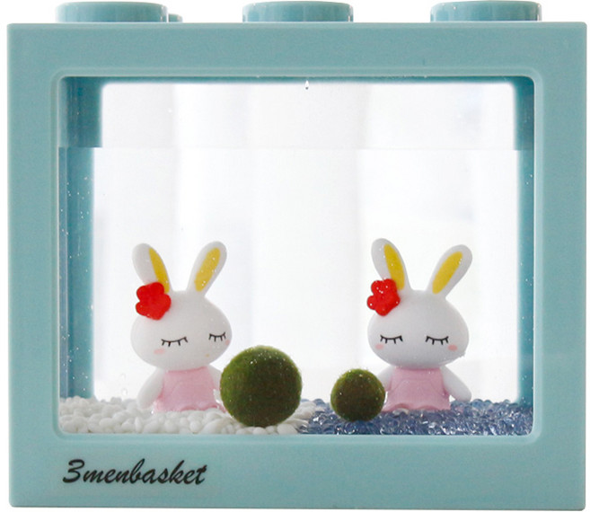 세남자바스켓 블럭어항 + 파스텔토끼 2p 세트, 레트로블루 + 핑크 + 핑크, 1세트