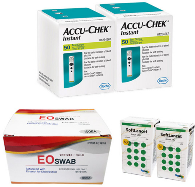 아큐첵 인스턴트 혈당시험지 100p + 침 100p + 솜 100p, 1세트