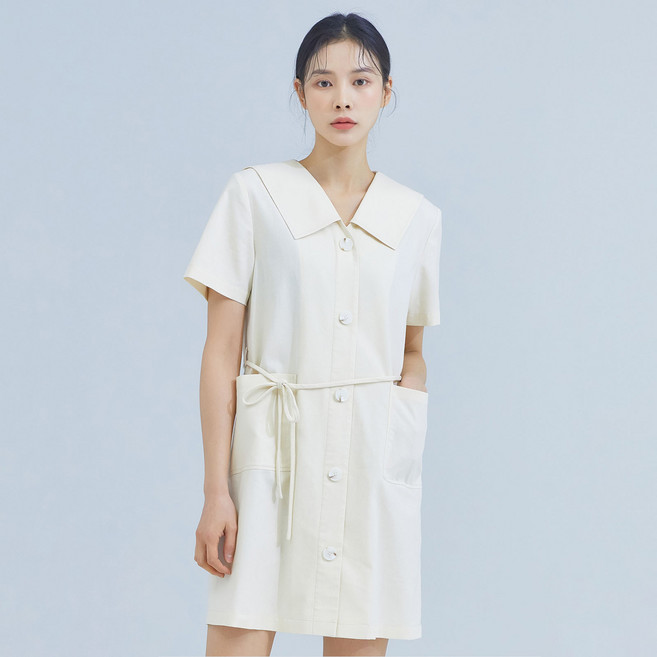 미쏘 린넨 일자핏 빅카라 원피스
