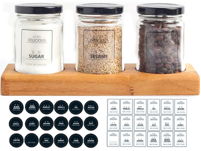 PULU 프리미엄 키친 유리 양념병 세트, 1세트, 200ml