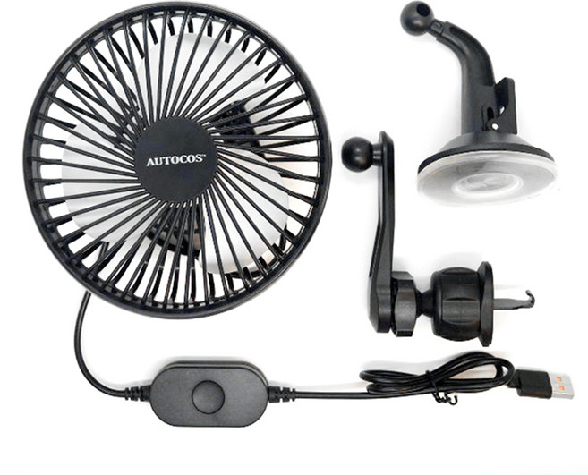 오토코스 USB 차량용 선풍기 흡착식 + 360도 송풍구 거치대, UF5