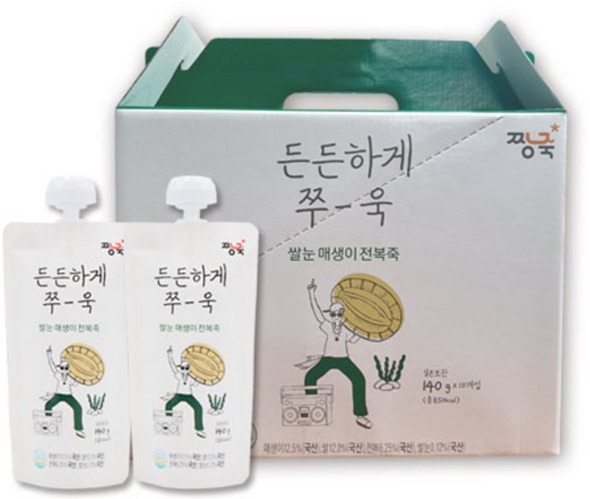 짱죽 쌀눈 매생이 전복죽 스파우트형, 140g, 10개