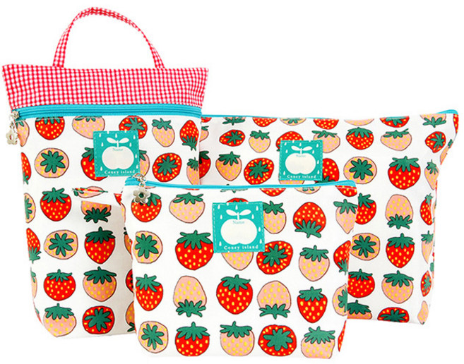 코니아일랜드 어린이집 방수파우치 3종 세트, 스트로베리