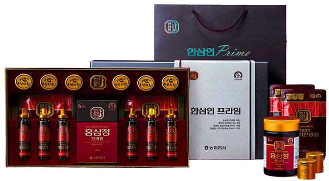 한삼인 홍삼정 프라임 240g + 심의환 3.8g x 6p + 홍삼진앰플 20ml x 6p + 더정직한홍삼 50ml x 10p + 쇼핑백 선물 세트, 1세트