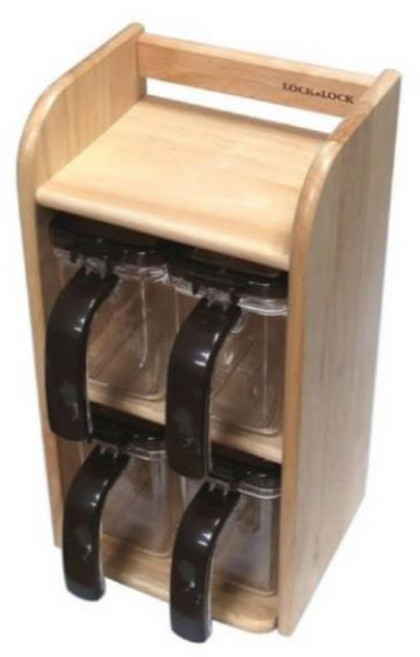 락앤락 슬림 양념통 4p 세트 HPL949S4, 1세트, 양념통 4p + 스푼 4p + 우드랙 + 내용물 스티커