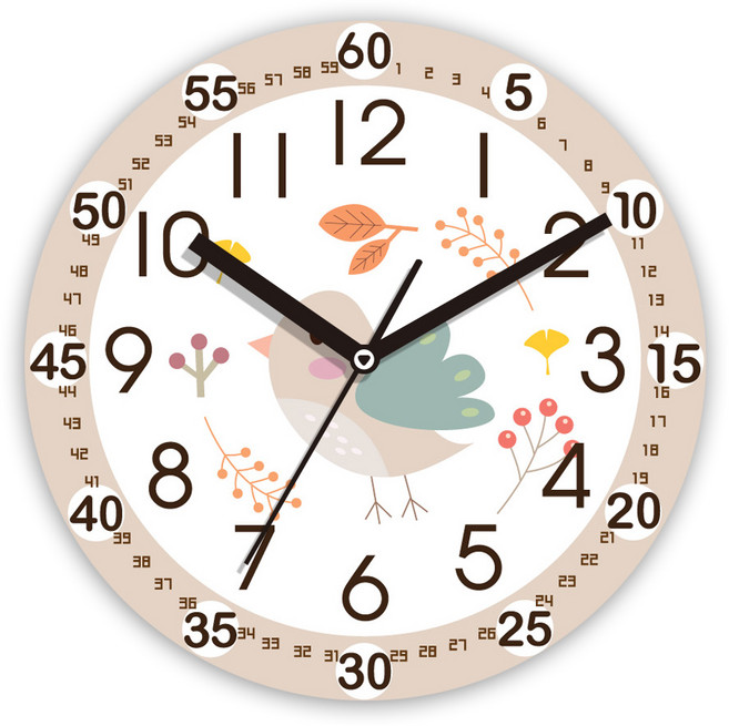 어린이 교육용 무소음 무브먼트 벽세계, 새(ED1016)