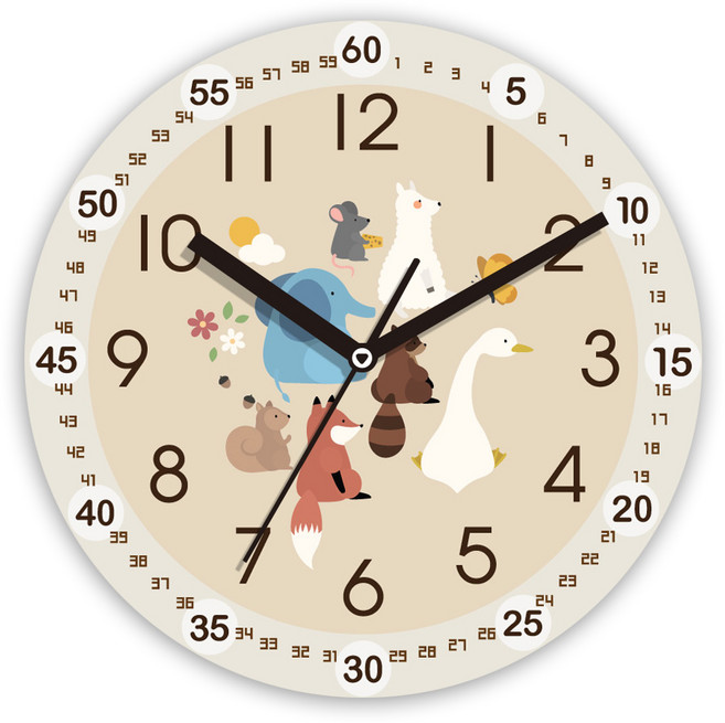 어린이 교육용 무소음 벽세계 30cm, 동물친구들(ED1008)