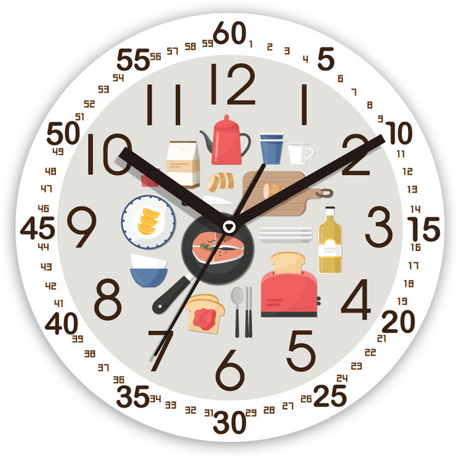 兒童學習用無噪音壁掛時鐘, 廚房(ED1009)
