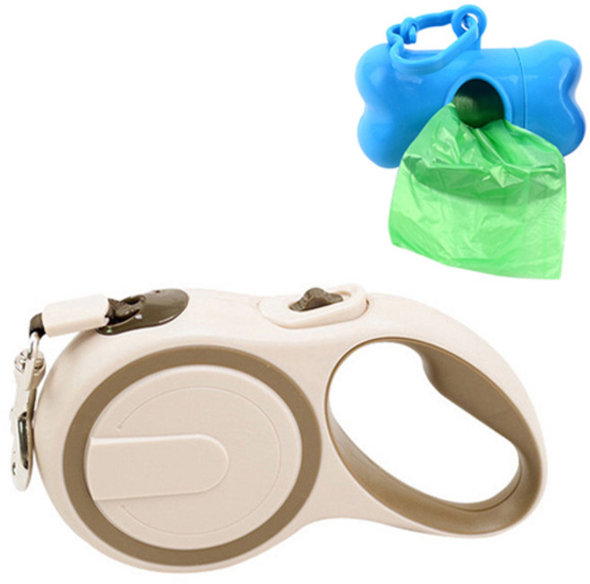 케어펫 반려동물 자동 리드줄 + 배변봉투 케이스 세트, 브라운 + 랜덤 발송, 1세트