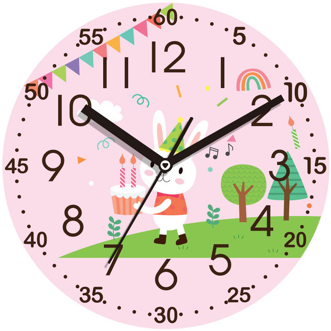 어린이 교육용 무소음 벽세계 30cm, 핑크토끼(ED1021)