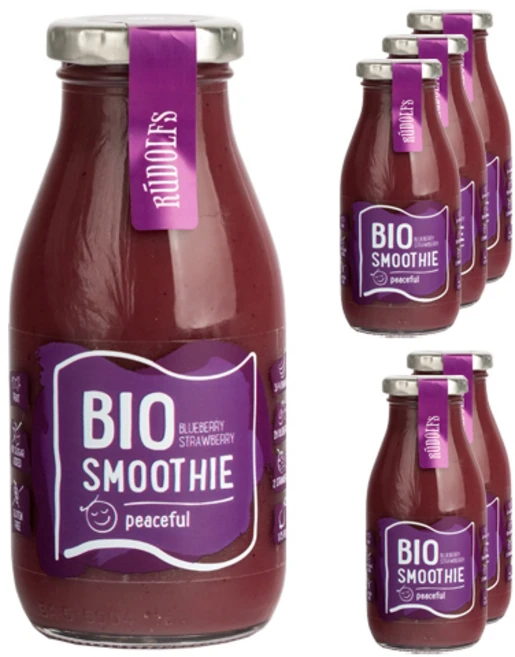 RUDOLFS 유기농 스무디 피스풀 블루베리 딸기, 260ml, 6개 - 쿠팡
