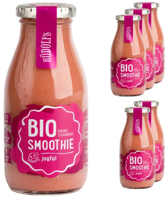 RUDOLFS 유기농 스무디 조이플 바나나 딸기, 260ml, 6개 - 쿠팡