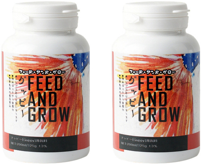 Feed and grow 구피 열대어 사료, 200ml, 2개