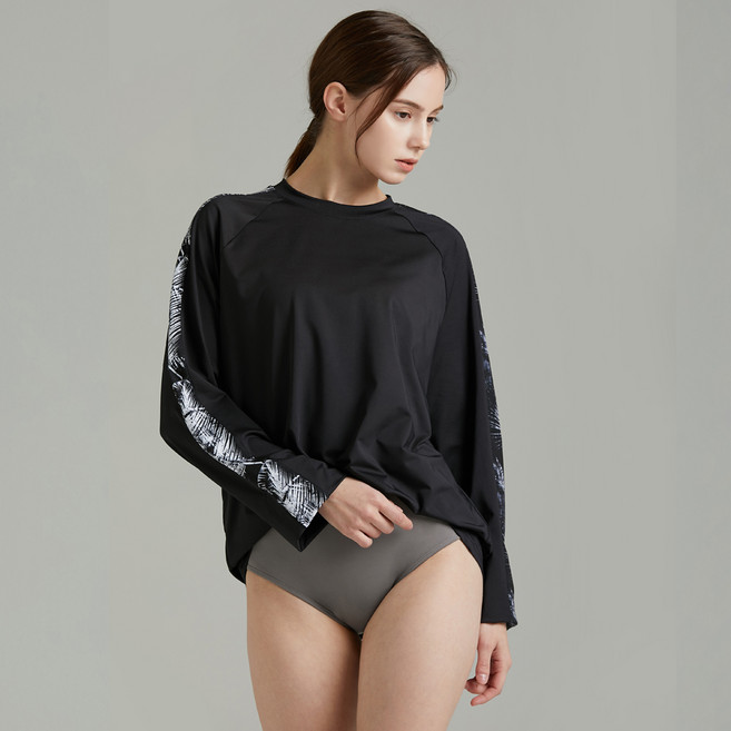 에이치머스 여성용 라오스 오버핏 긴팔 래쉬가드 상의, 혼합색상