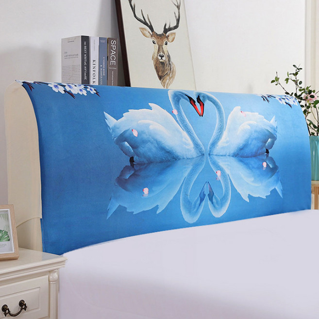 앤티스 패브릭 디지털 프린팅 침대 헤드 커버, 스완, 1개