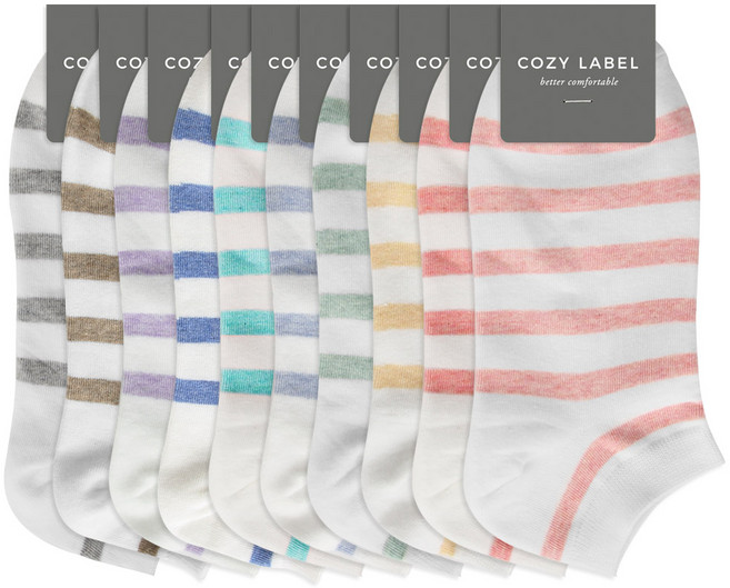 코지라벨 여성용 파스텔 링글 발목양말 10켤레