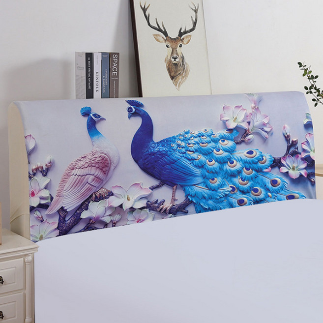 앤티스 패브릭 디지털 프린팅 침대 헤드 커버, 피콕, 1개