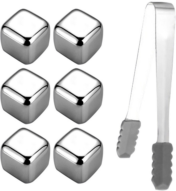 不鏽鋼冰塊 6入 + 鋼夾, 1套