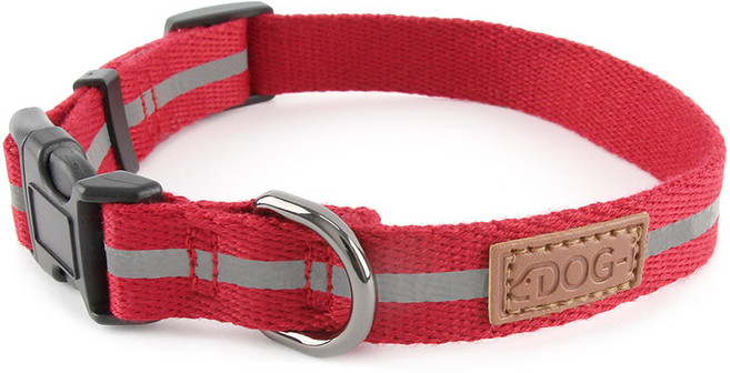 도그아이 강아지 반사광 캐시미어 목줄, 레드, 1개