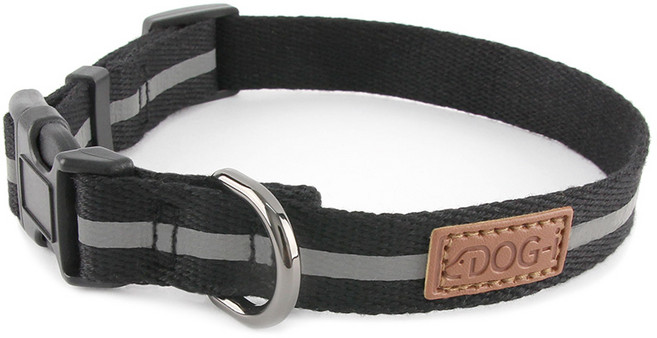 도그아이 강아지 반사광 캐시미어 목줄, 블랙, 1개