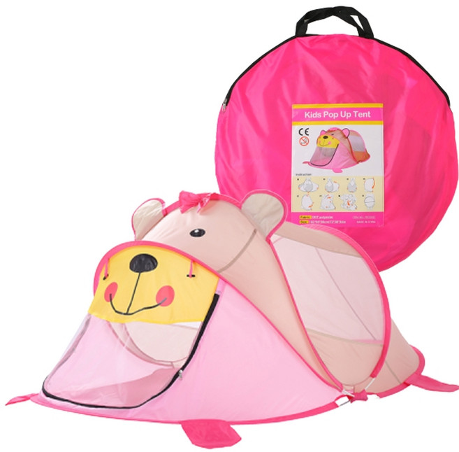 캐보트 어린이 원터치 동물 팝업텐트 + 휴대용 보관케이스 세트, 핑크강아지, 1개