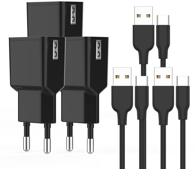 SPEEDY C타입 분리형 가정용 충전기 어댑터 1.5A + C타입 케이블, 혼합색상, 3세트