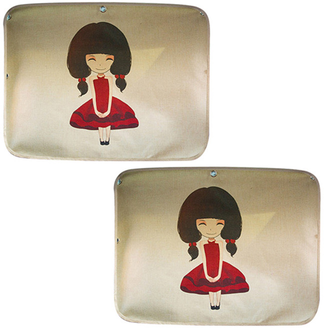 블럭마트 차량용 자외선 차단 가림막, 소녀, 2개