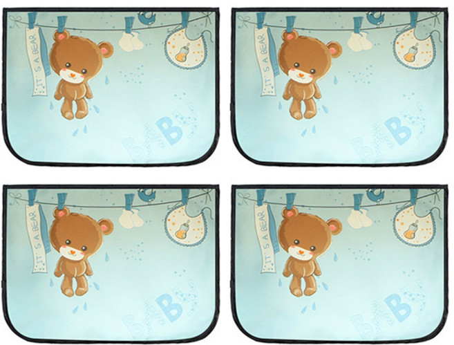 블럭마트 차량용 자석 햇빛가리개, 아기곰돌이, 4개