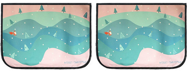 블럭마트 차량용 자석 햇빛가리개, 겨울산타, 2개