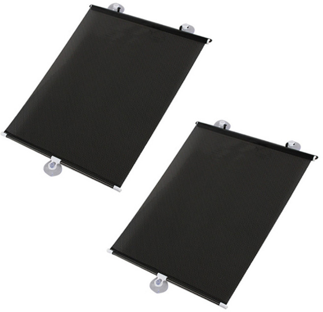 블럭마트 롤업 차량용 햇빛가리개, 블랙, 2개
