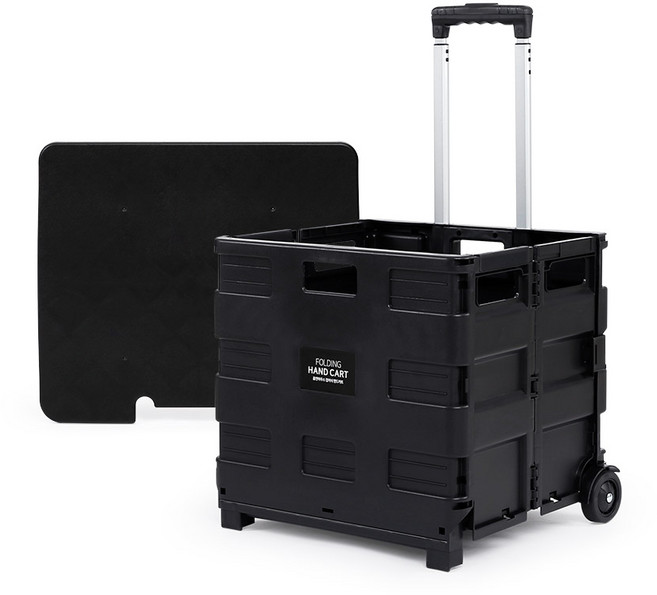 홈앤하우스 접이식 핸드카트 대형 35kg + 전용 뚜껑 세트, 블랙, 1세트