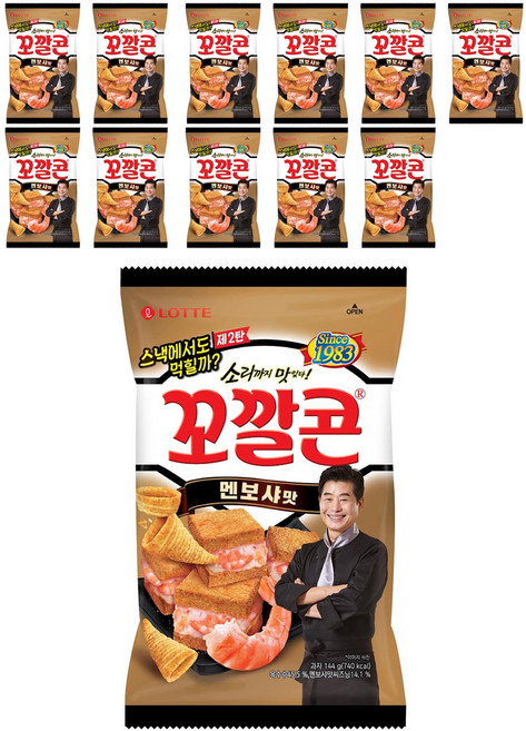 롯데제과 멘보샤맛 꼬깔콘 과자, 144g, 12개
