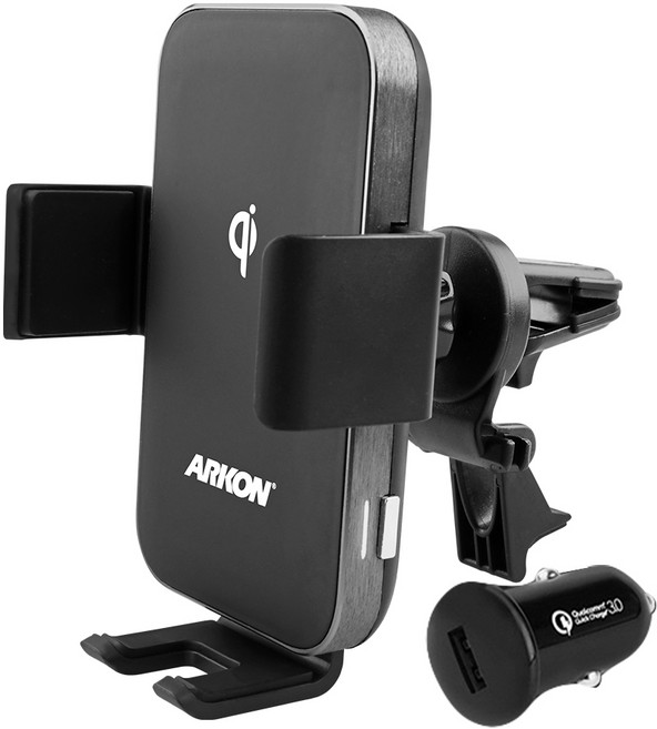 ARKON 무선N오토 FOD 차량용 송풍구 무선충전 휴대폰 거치대 AWC357 + 차량용 시거잭 충전기, 1세트, 블랙 + 매트 그레이 + 화이트