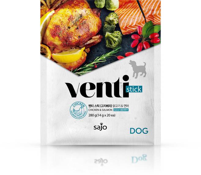 사조벤티 사조동아원 스틱 강아지 간식 14g, 닭고기 + 연어 혼합맛, 20개