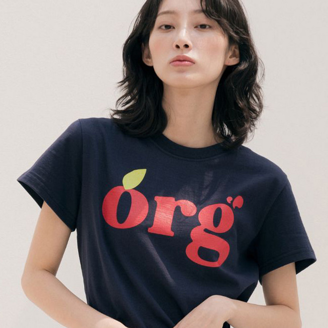 리올그 여성용 통기성 ORG PRINTING 반팔 티셔츠 350g