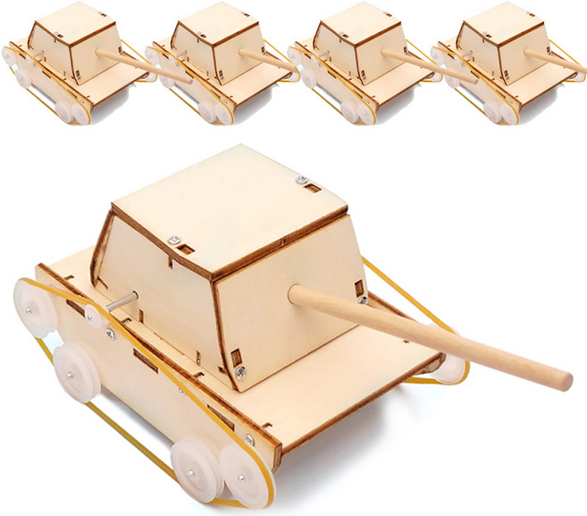 티처스 STEAM 과학교구 고무줄 동력 나무탱크 DIY 만들기 세트 C-25, 5세트