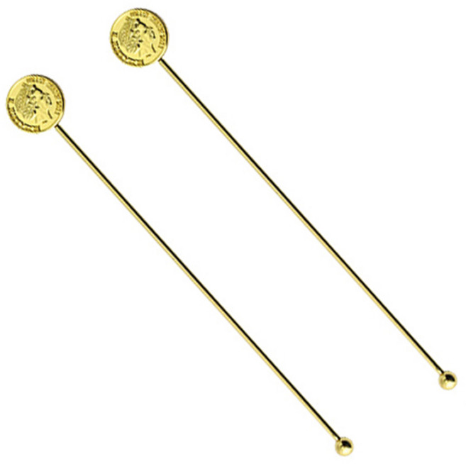 벨르디자인 고급 원형 엘리자베스 머들러, 골드, 2개