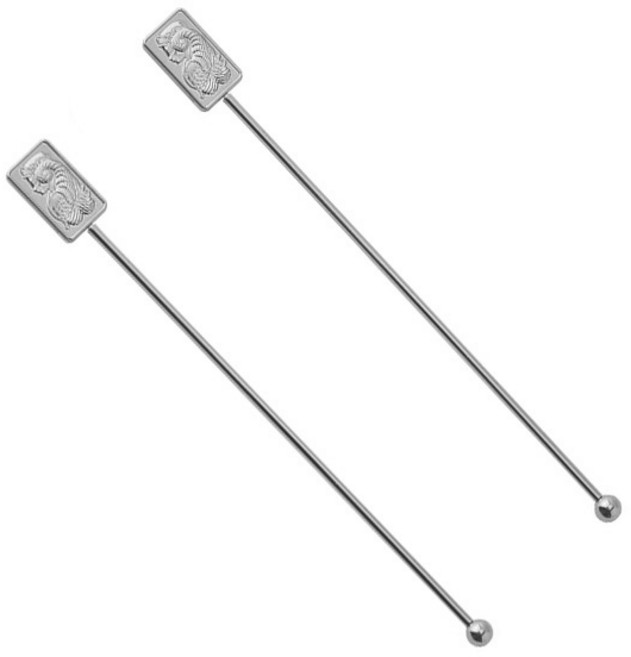 벨르디자인 고급 사각 골드바 머들러, 실버, 2개